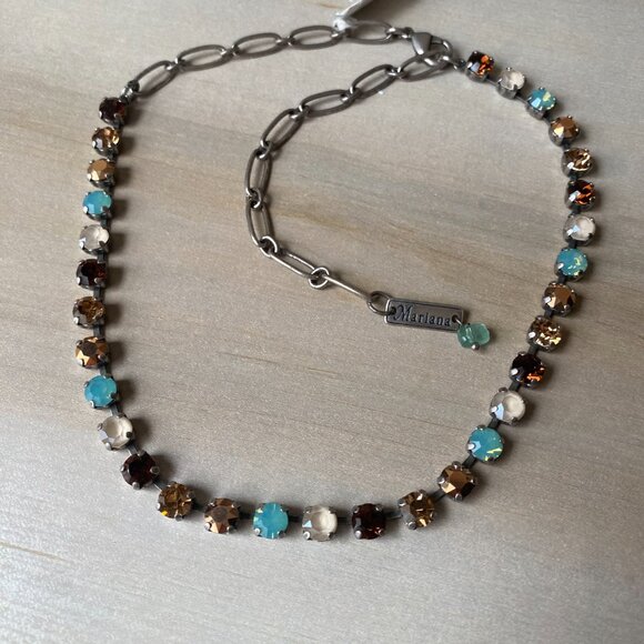 NWT Mariana Everyday Necklace Swarovski Crystal Seafoam Cranberry Colorful 19" - Picture 8 of 11